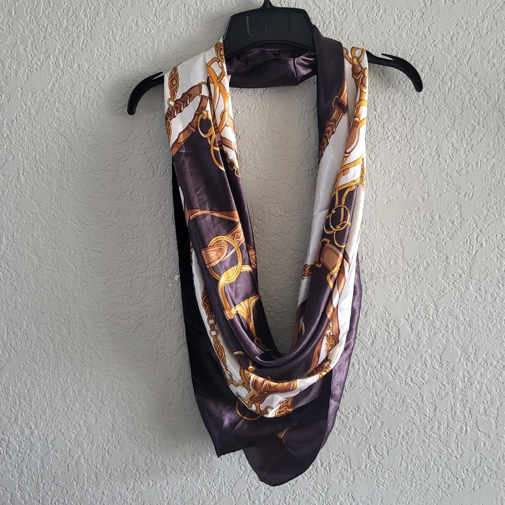 Gabriella Scarf Gold / White / Copper Brown